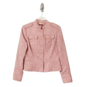 Tapemeasure Women’s Pink Brocade Jaquard Military Style Jacket Size 12